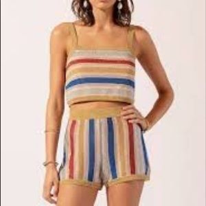 SUBOO MILA METALLIC MULTICOLOR STRIPED Crop Top